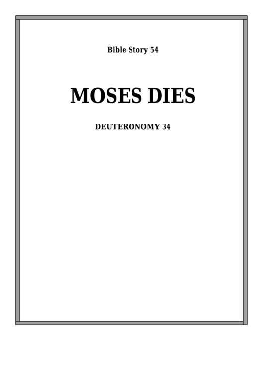 Moses Dies Bible Activity Sheet Set Printable pdf