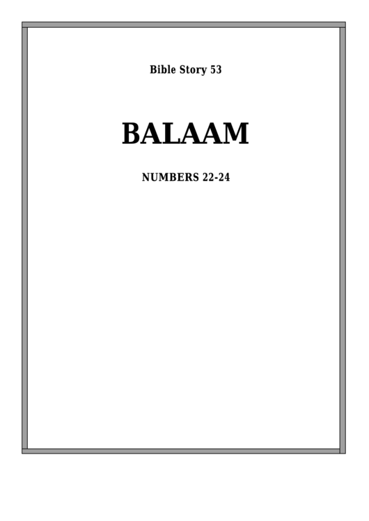 Balaam Bible Activity Sheet Set Printable pdf
