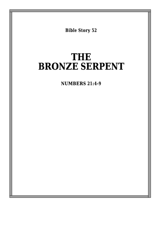 The Bronze Serpent Bible Activity Sheet Set Printable pdf