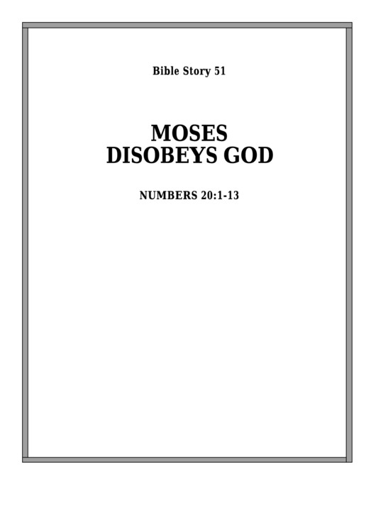 Moses Disobeys God Bible Activity Sheet Set Printable pdf