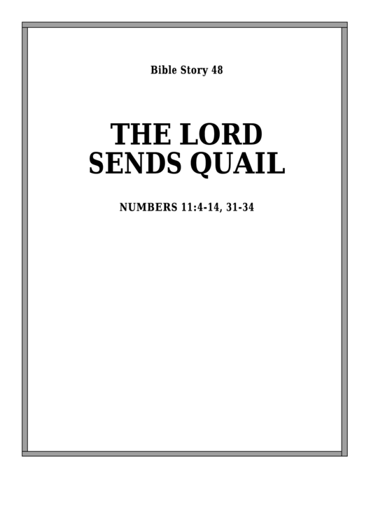 The Lord Sends Quail Bible Activity Sheet Set Printable pdf