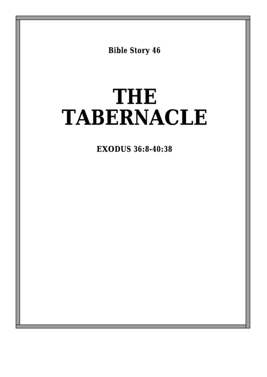 The Tabernacle Bible Activity Sheet Set Printable pdf
