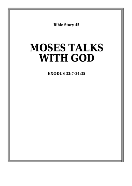 Moses Talks With God Bible Activity Sheet Set printable pdf download