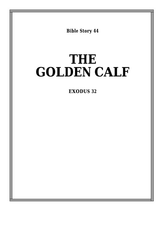 The Golden Calf Bible Activity Sheet Set Printable pdf