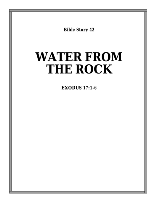 Water From The Rock Bible Activity Sheet Set Printable pdf