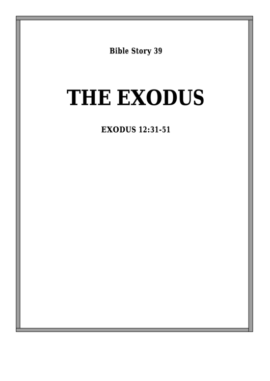 The Exodus Bible Activity Sheet Set Printable pdf