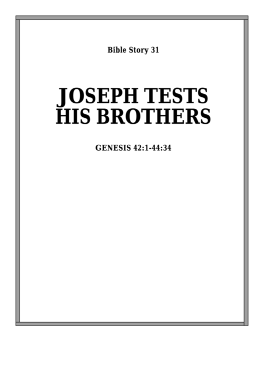Joseph Tests His Brothers Bible Activity Sheet Set Printable pdf