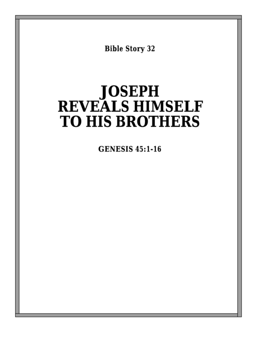 Joseph Reveals Himself To His Brothers Bible Activity Sheet Set Printable pdf