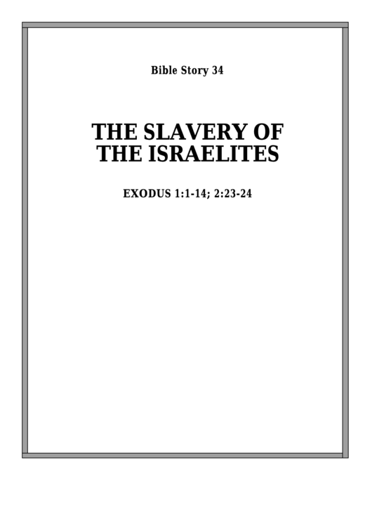 The Slavery Of The Israelites Bible Activity Sheet Set Printable pdf