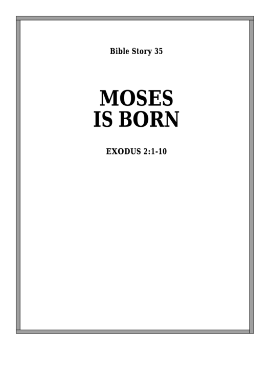 Moses Is Born Bible Activity Sheet Set Printable pdf