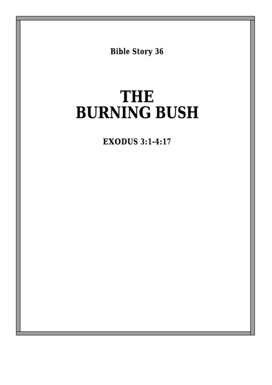 The Burning Bush Bible Activity Sheet Set Printable pdf