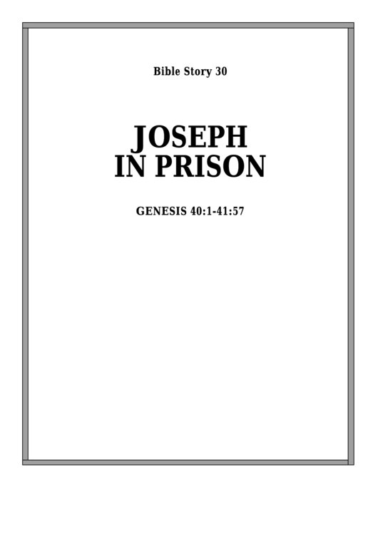 Joseph In Prison Bible Activity Sheet Set Printable pdf