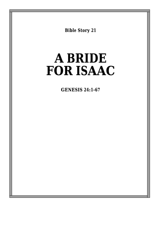 A Bride For Isaac Bible Activity Sheet Set Printable pdf