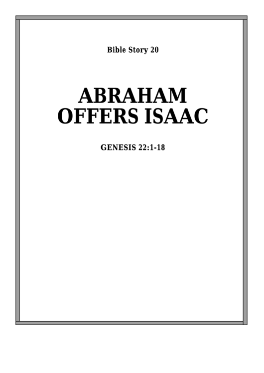 Abraham Offers Isaac Bible Activity Sheet Set Printable pdf