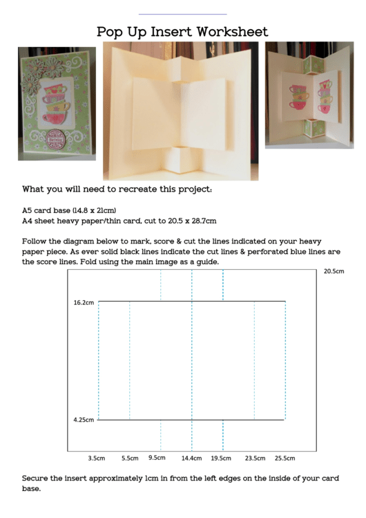 Pop Up Insert Card Worksheet Printable pdf