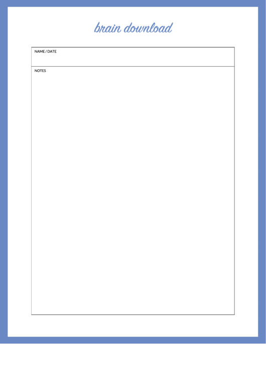 Brain Download Notes Template Printable pdf