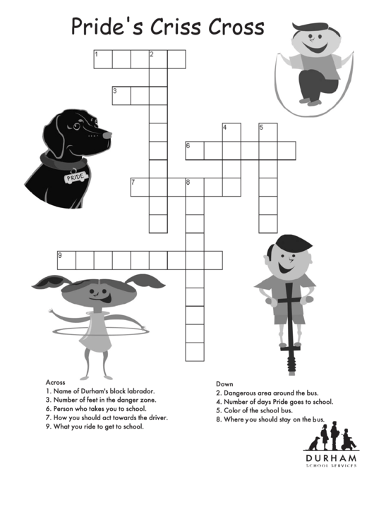 Pride Criss Cross Crossword Puzzle Template printable pdf download