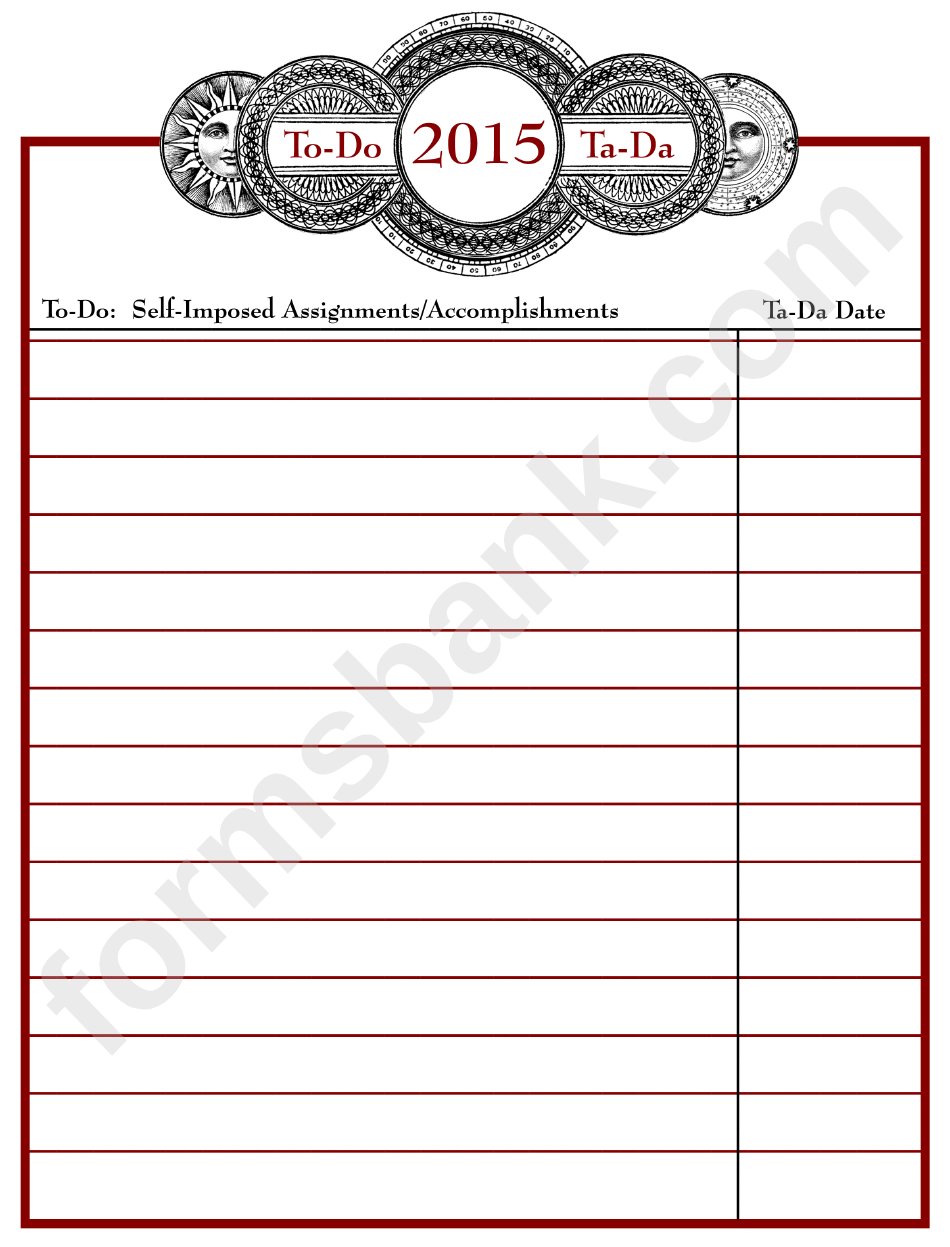 Self-Imposed Assignments/accomplishments To Do List Template
