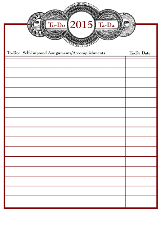 Self-Imposed Assignments/accomplishments To Do List Template Printable pdf