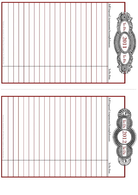 Self-Imposed Assignments/accomplishments To Do List Template Set Printable pdf