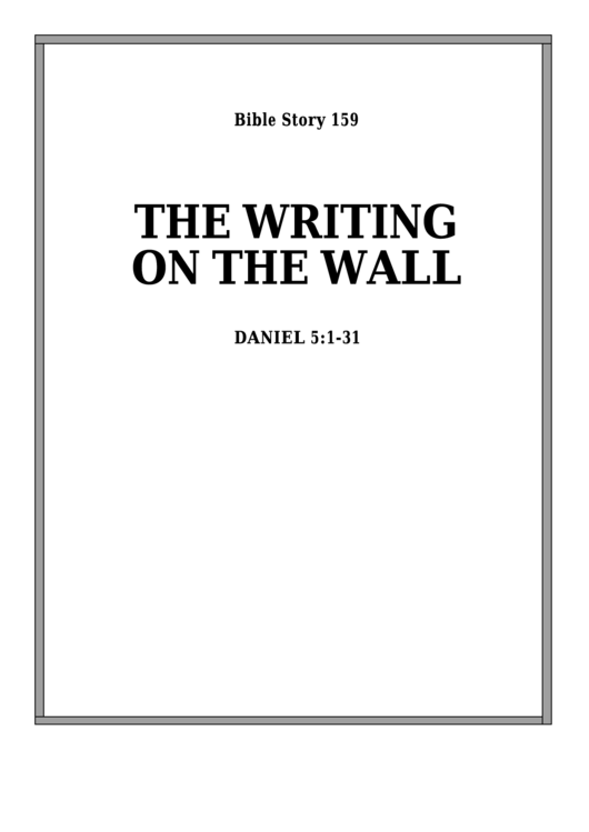 The Writing On The Wall Bible Activity Sheet Set Printable pdf