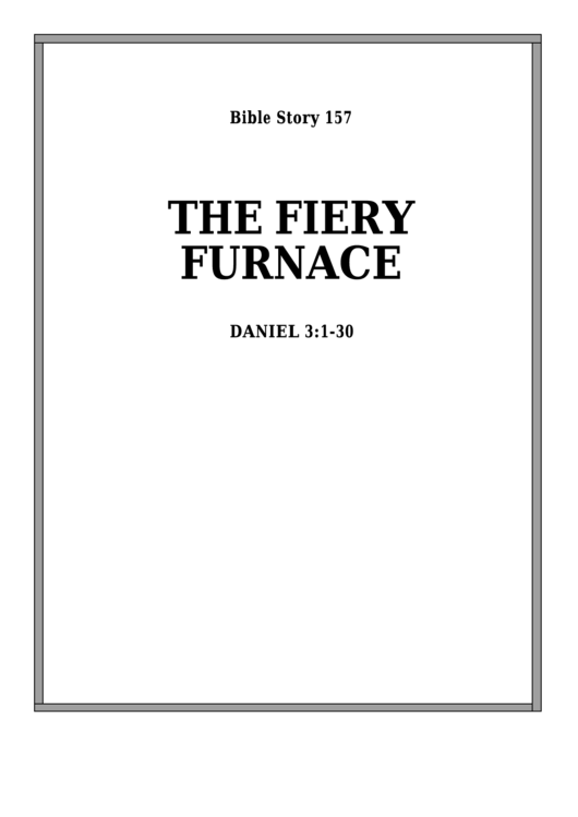 The Fiery Furnace Bible Activity Sheet Set Printable pdf