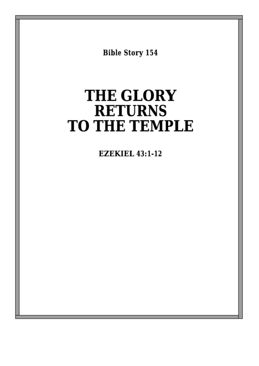 The Glory Returns To The Temple Bible Activity Sheet Set Printable pdf