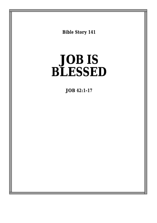 Job Is Blessed Bible Activity Sheet Set Printable pdf