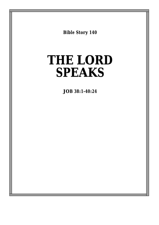 The Lord Speaks Bible Activity Sheet Set Printable pdf