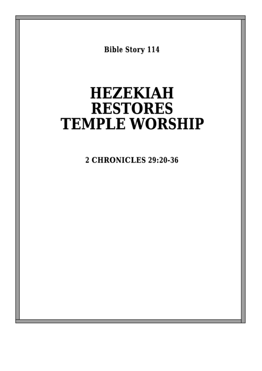 Hezekiah Restores Temple Worship Bible Activity Sheet Set printable pdf ...
