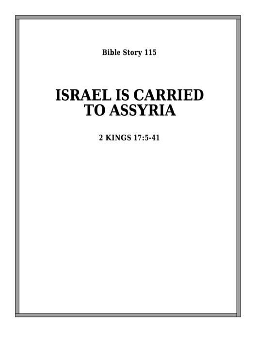 Israel Is Carried To Assyria Bible Activity Sheet Set Printable pdf