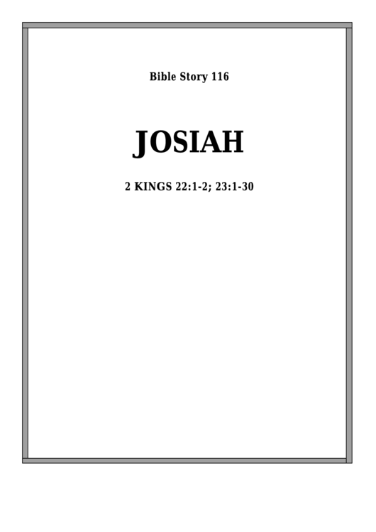 Josiah Bible Activity Sheet Set Printable pdf