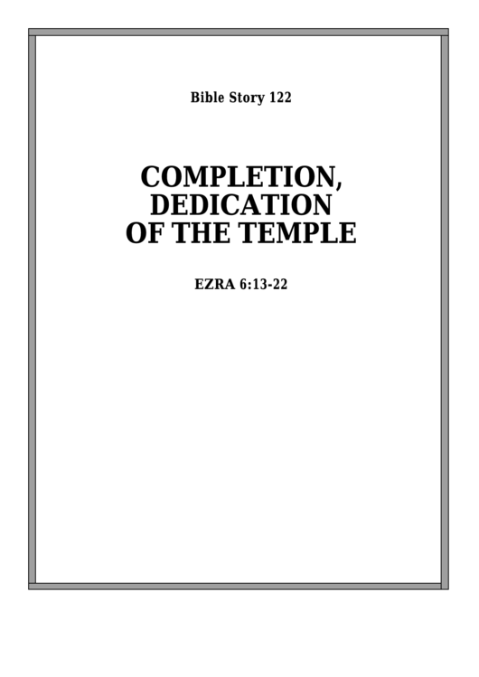 Completion, Dedication Of The Temple Bible Activity Sheet Set Printable pdf