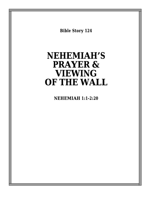 Nehemiah'S Prayer & Viewing The Wall Bible Activity Sheet Set printable