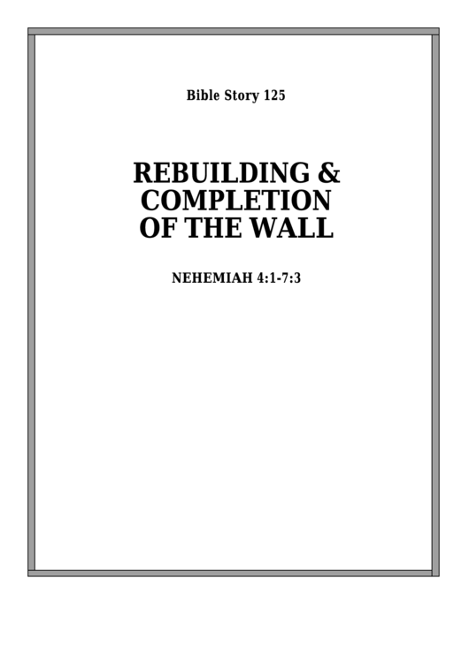 Rebuilding & Completion Of The Wall Bible Activity Sheet Set Printable pdf