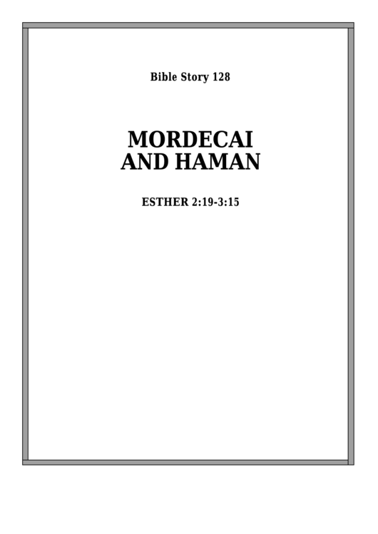Mordecai And Hamon Bible Activity Sheet Set Printable pdf