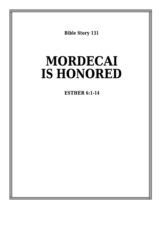 Mordecai Is Honored Bible Activity Sheet Set Printable pdf