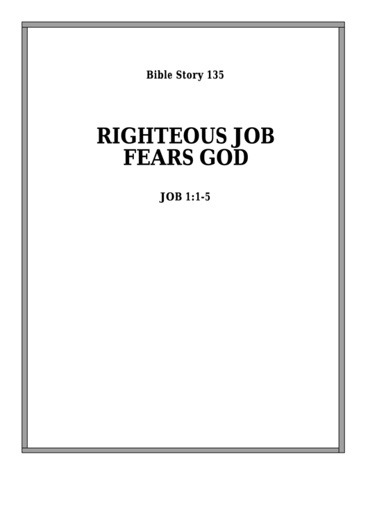 Righteous Job Fears God Bible Activity Sheet Set Printable pdf