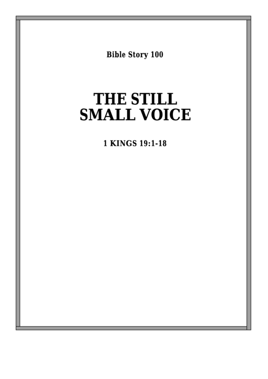 The Still Small Voice Bible Activity Sheet Set Printable pdf