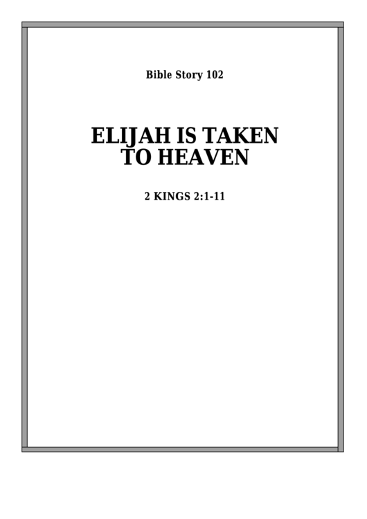 Elijah Is Taken To Heaven Bible Activity Sheet Set Printable pdf