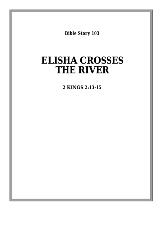 Elisha Crosses The River Bible Activity Sheet Set Printable pdf