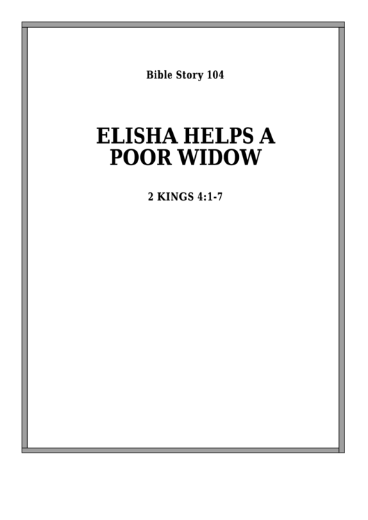 Elisha Helps A Poor Widow Bible Activity Sheet Set Printable pdf