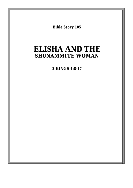 Elisha And The Shunammite Woman Bible Activity Sheet Set Printable pdf