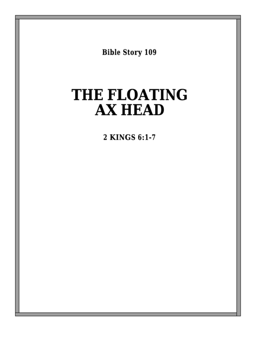 The Floating Ax Head Bible Activity Sheet Set Printable pdf