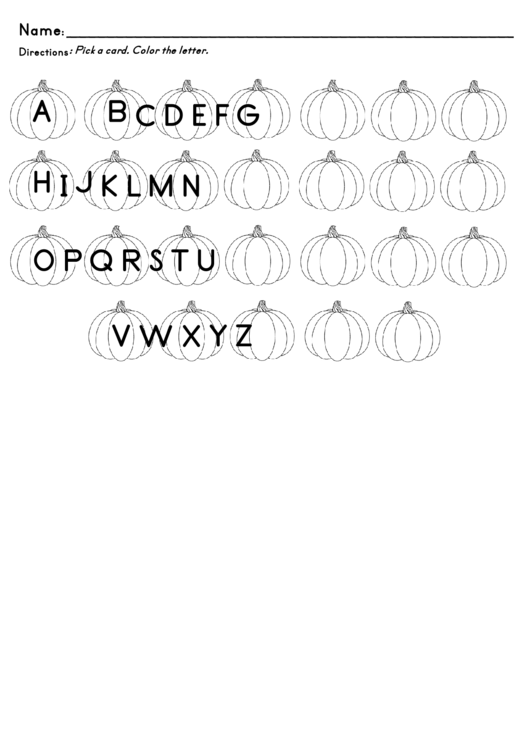 Pumpkin Letter Recognition Game Card Template Printable pdf