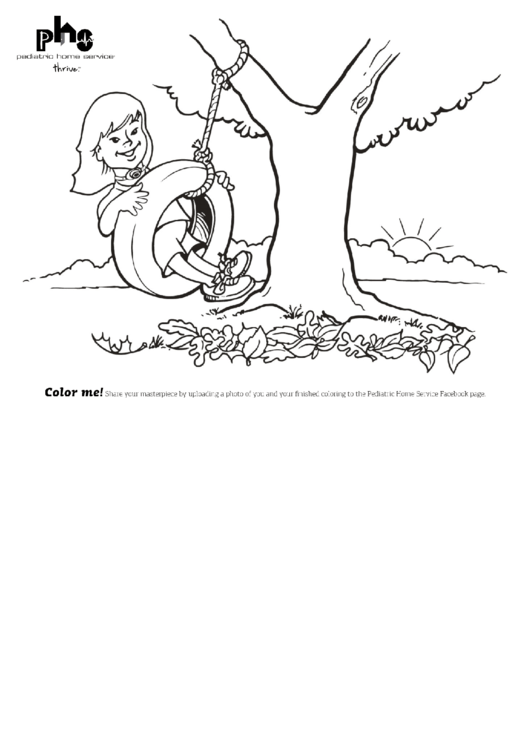 Swinging In The Trees Nature Coloring Sheet Printable pdf