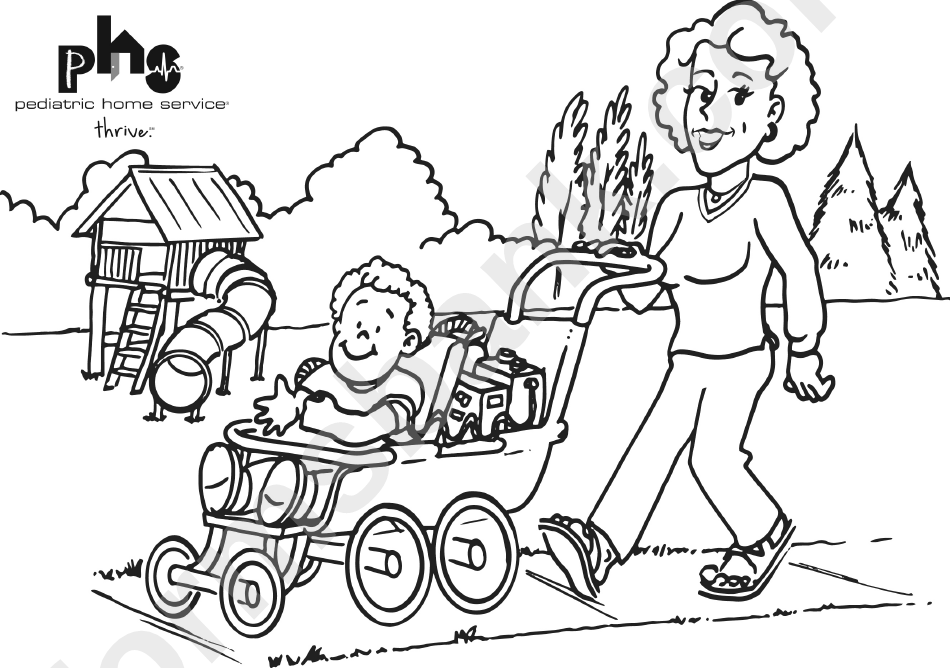 A Walk In The Park Summer Coloring Sheet