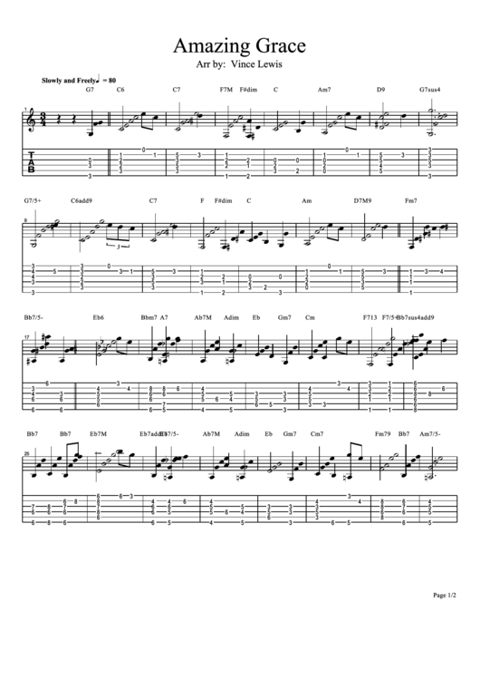 Vince Lewis - Amazing Grace Sheet Music Printable pdf