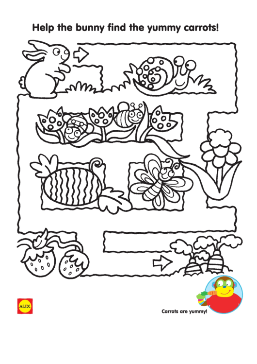 Help The Bunny Find The Yummy Carrots Activity Sheet Printable pdf