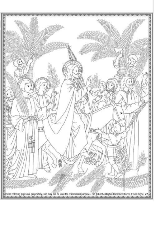 The Entrance Of Jesus Christ To Jerusalem Coloring Sheet Printable pdf